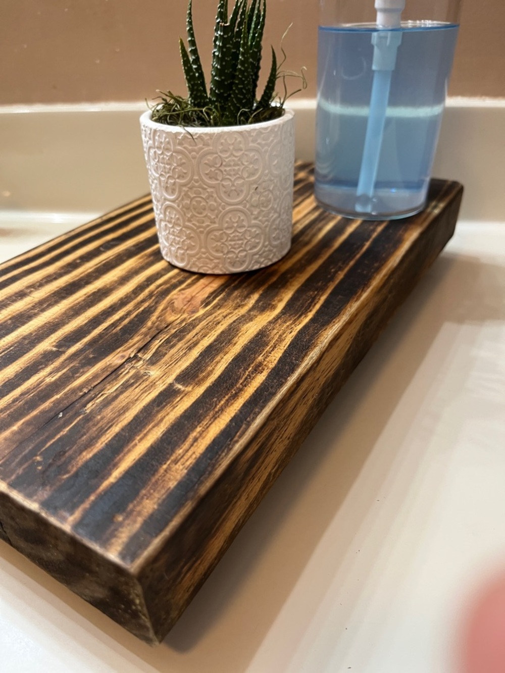 Wood Stand Pedestal Tray Bathroom Decor Soap Holder Vanity Tray Decorative Riser - Picture 5 of 9